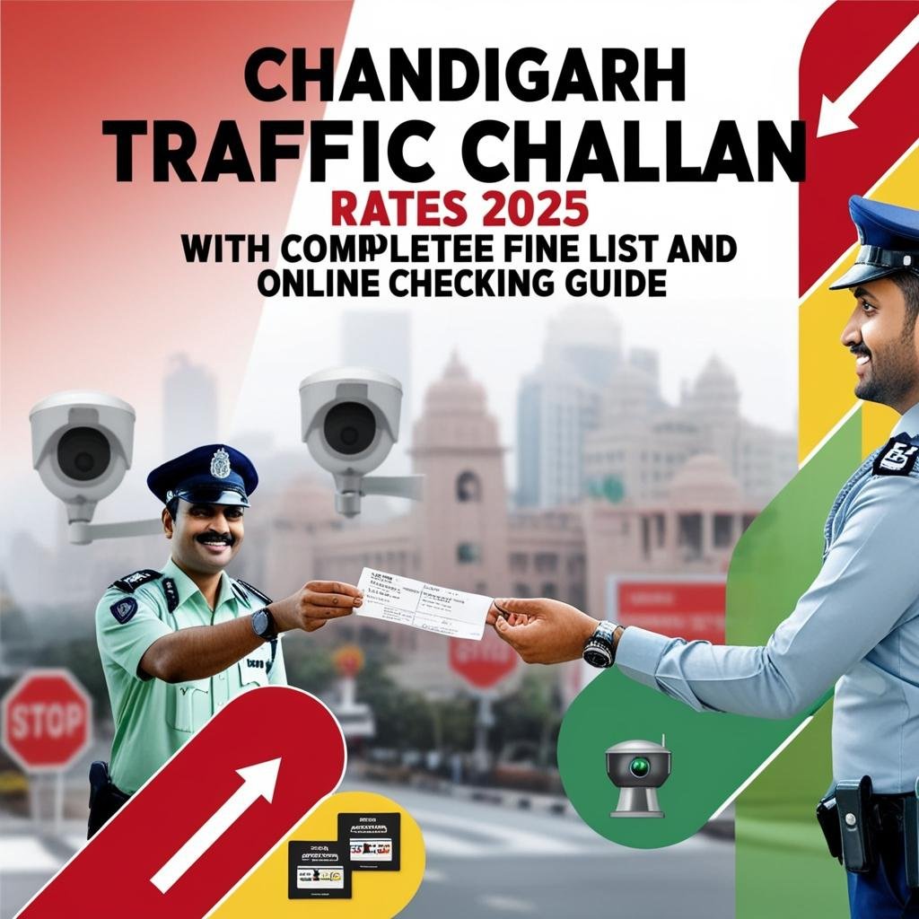 Chandigarh traffic police issuing challan with fine list and CCTV monitoring in 2025.