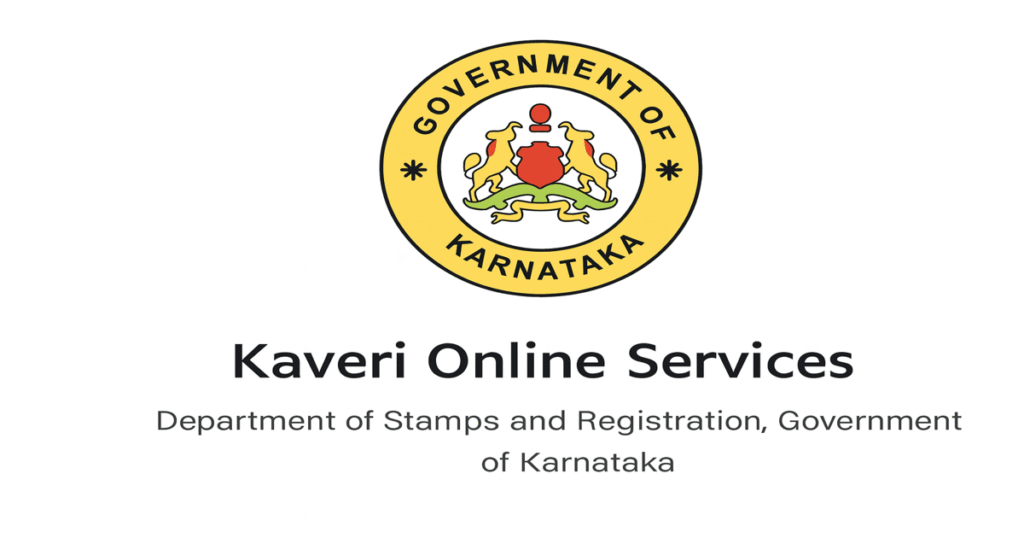 Kaveri 2.0 homepage screenshot showing online property registration and encumbrance certificate services in Karnataka government portal
