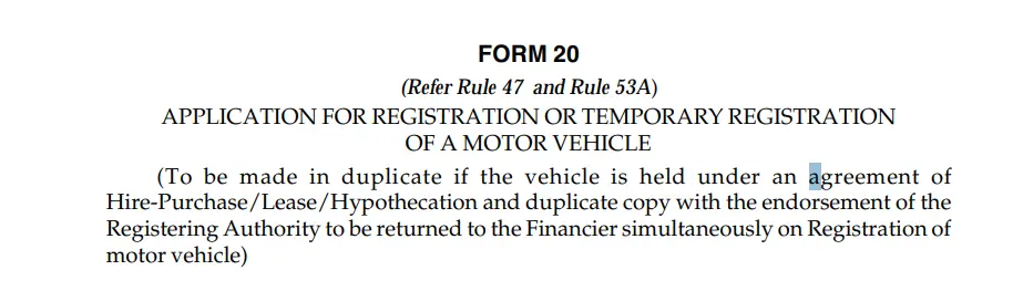 Vahan Over Web Identity page for vehicle registration in Karnataka RTO